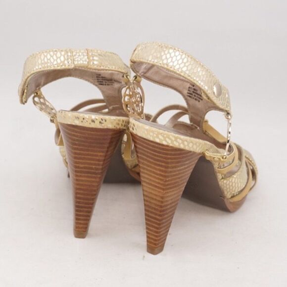 Nicole Miller Metallic Gold Sandal Heels, 7 - Picture 7 of 12